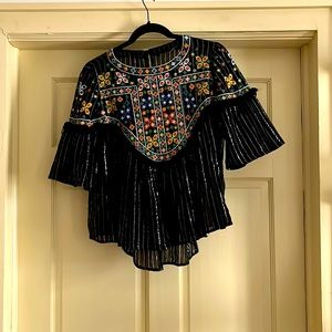 Semi-sheer, Embroidered Zara Top